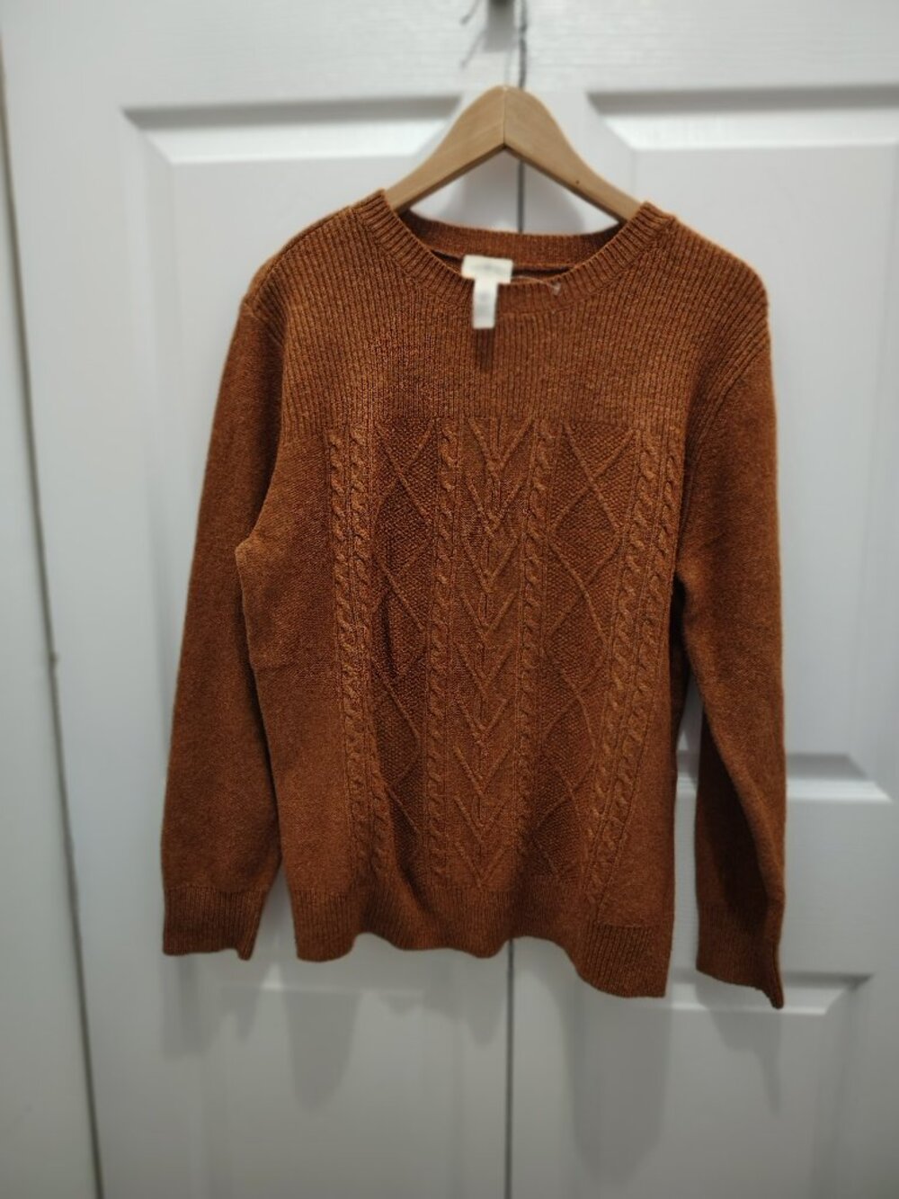 St. John’s Bay Rust Brown Cable Knit Crewneck Sweater Size Large NEW - Picture 3 of 5